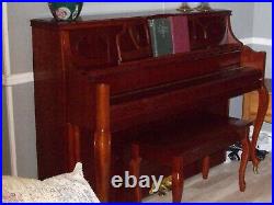 Falcone Console Piano With Bench In Cherry In Great Condition