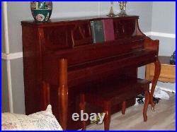 Falcone Console Piano With Bench In Cherry In Great Condition