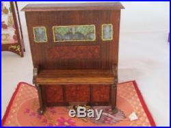 Frank Preene Artisan Handcrafted Upright Piano Electrified Dollhouse Miniature