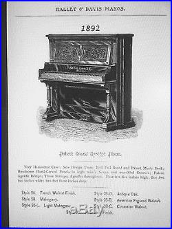Hallet Davis 1892 Boston made classiic upright piano in excellent original shape