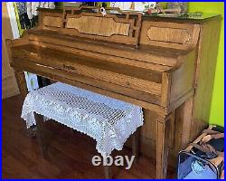 Henry F. Miller Upright Piano with Piano Bench Genuine Walnut Wood