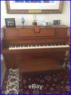 Hobart M. Cable Upright Piano & Stool Darker Oak Color