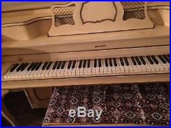 Janssen piano-upright- with bench- 3 pedals- ivory- good condition- Vintage