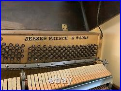 Jesse French piano- rare studio model, crotched mahogany beautiful finish