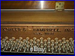 KOHLER and CAMPBELL WOOD PIANO. Upright, used, with bench, 3 pedals, 88 keys