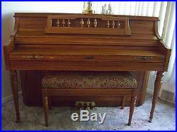 Kimball Artist Console Ornate Oak Piano & Matching Bench