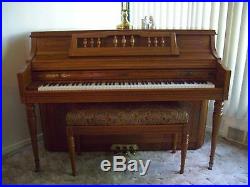 Kimball Artist Console Ornate Oak Piano & Matching Bench