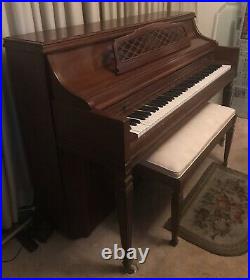 Kimball Artist Console upright piano with matching bench seat