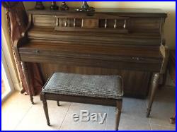 Kimball Excellent Condition Upright Walnut Console Piano & Bench