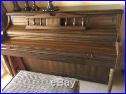 Kimball Excellent Condition Upright Walnut Console Piano & Bench