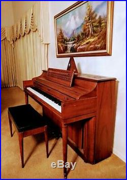 Kimball Spinet Console Piano with Bench, Metronome & Huge Box of Sheet Music