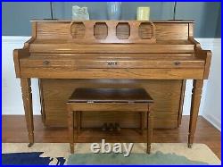 Kimball Upright Piano With Bench Oak Model 404P Serial # T42532 88 Keys