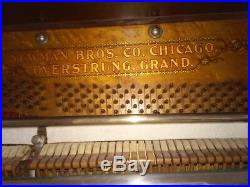Newman Bros. Co. Overstrung Upright Grand Piano Antique Circa 1900's