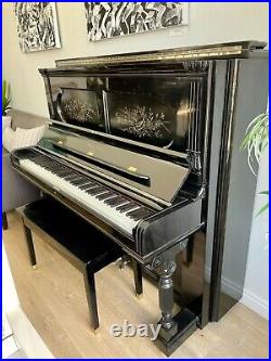 Ornate Steinway Tall Upright Piano 53 1/2 Polished Ebony