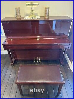 Pearl River Upright Piano with Bench Included (Gleaming Mahogany Finish)