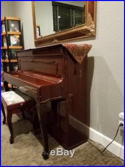 Petrof Baroque Console Upright Piano. Carefully maintained. Gloss cherry finish