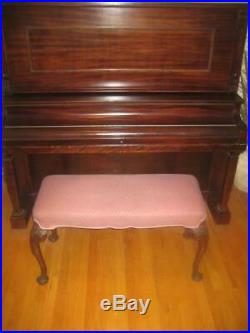 Piano Antique Upright Grand 103 Years Old Mahogany & Claw Foot Bench P. A. Stark