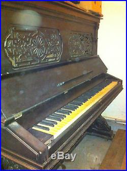Piano Gorgeous Antique Hallet & Davis Piano Upright Piano Needs Restoration