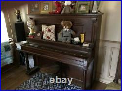 Poole Upright Piano and round piano bench