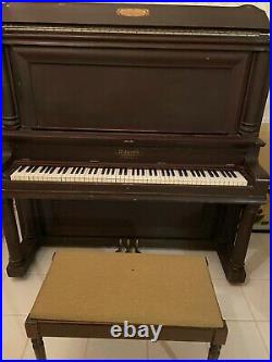 RARE! Antique circa1900 Walworth M. Shulz Co. Upright piano with BENCH #98471