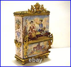 Rare Antique Austrian Enamel Ormolu Victorian Dollhouse Furniture Upright Piano