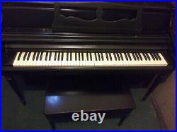 Rudolph Wurlitzer Piano, Ebony Upright Piano and Bench