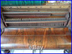 SALE! Broadwood Sons SPINET PIANO 1800's Civil War Rosewood IV0RY keys Needs TLC