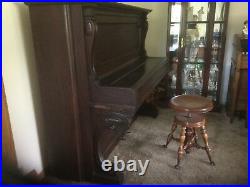 STEINWAY UPRIGHT F style 1910. One owner Red mahogany. All original parts