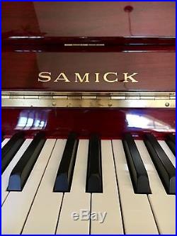 Samick Console Piano High-gloss Cherry Wood with Bench and Books