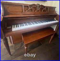 Samick upright piano, with matching bench