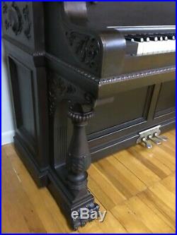 Shoninger Upright Grand Piano Ornate Carved Cabinet Beautiful Unrestored