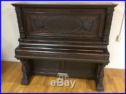 Shoninger Upright Grand Piano Ornate Carved Cabinet Beautiful Unrestored