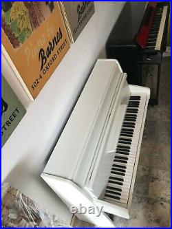 Small White Gloss 6 Octave Overstrung Kemble British Made Upright Piano