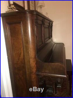 Spectacular antique Horace Waters & Co Cabinet Grand carved upright piano