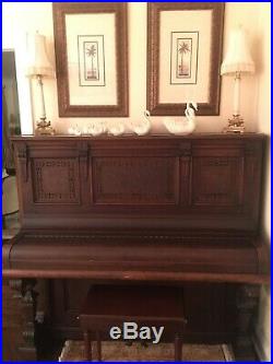 Spectacular antique Horace Waters & Co carved upright piano. Bargain price