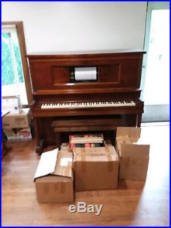 Stauch Bros Player Piano, Oak pump player + 158 rolls