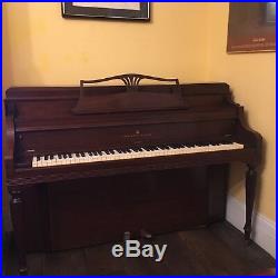 Steinway 41 Console Piano In Original Dark Mahogony And Upholstered Bench