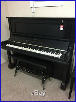 Steinway & Sons 52 Upright Piano & Bench Ebony Satin Finish $2,750.00