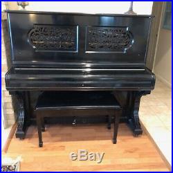 Steinway & Sons Grand Piano Antique Victorian 1881 Ebonized Black Upright Case