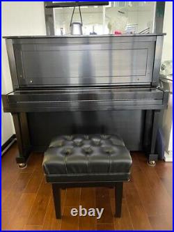 Steiway K52 Upright Piano 2020 Model in ebony with luxury bench and lamp
