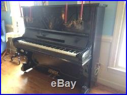 Swedish Antique Blk Piano CJ Svahnqvist Quality Brass Candelabras Stockholm