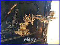 Swedish Antique Rare 1900 Piano Stockholm Sweden Solid Brass Candelabras