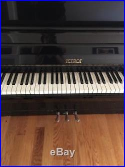 USED Petrof Upright 42 tall x 56 wide Professional Piano, Black, free shipping