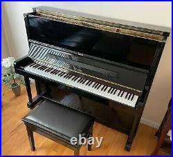 USED Petrof Upright 48 tall x 58 wide Professional Grand Piano, Black + Bench