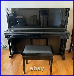 USED Petrof Upright 48 tall x 58 wide Professional Grand Piano, Black + Bench