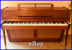 Ultra Rare Mid Century Modern Baldwin Acrosonic Spinet Piano with Woven Cane