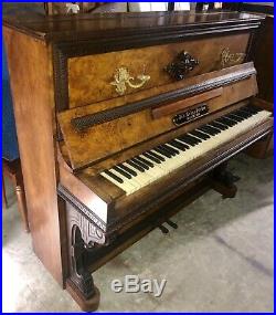 Unique Art Case German Vintage Upright Piano, Gorgeous, late 1800s, Plays