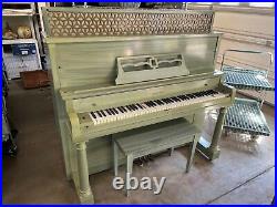 Unique Green Kingsbury piano with matching bench