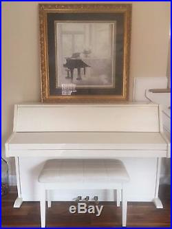 Unique White Baldwin Upright Piano with Stool