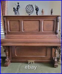 Upright Antique Vintage Bollermann & Son carved wooden Piano
